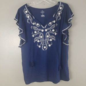 St John's bay boho  embroidered top